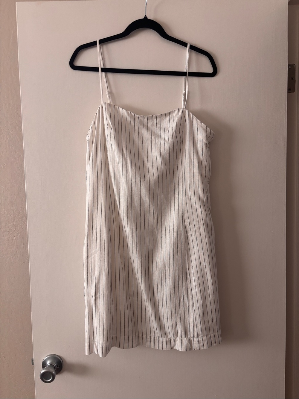 GAP Linen White Pinstripe Spaghetti Strap Dress
